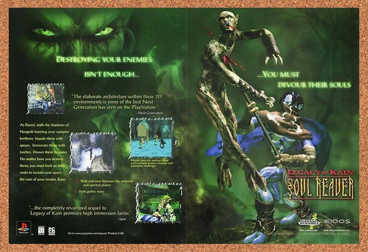 Legacy Of Kain Soul Reaver PS1 Original 2000 Ad Authentic Video Game Promo v1