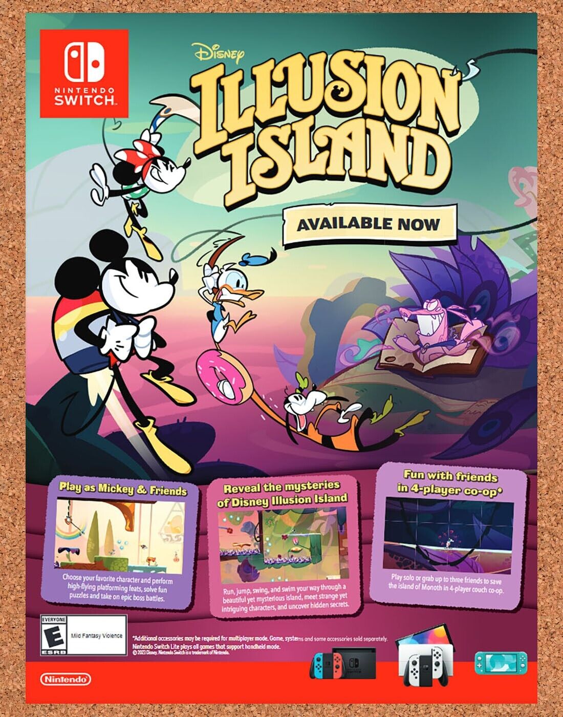 Disney Illusion Island Switch Original 2023 Vintage Ad - Video Game Promo