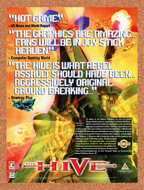 1996 The Hive PS1 Original Advertisement / Retro Wall Art v2