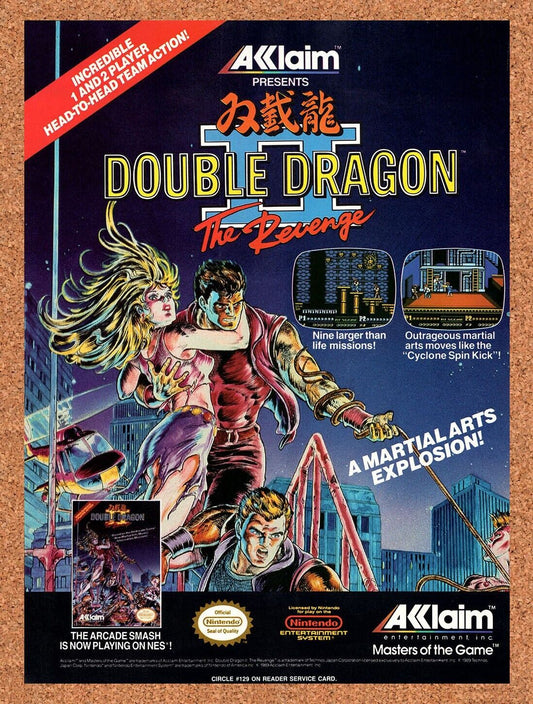 Double Dragon II The Revenge NES Original 1989 Vintage Ad - Video Game Promo