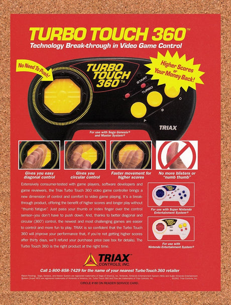 1992 Triax Turbo Touch 360 Original Advertisement / Retro Promo v2