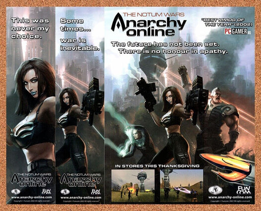 Anarchy Online PC Original 2001 Vintage Ad - 3-Part Video Game Promo