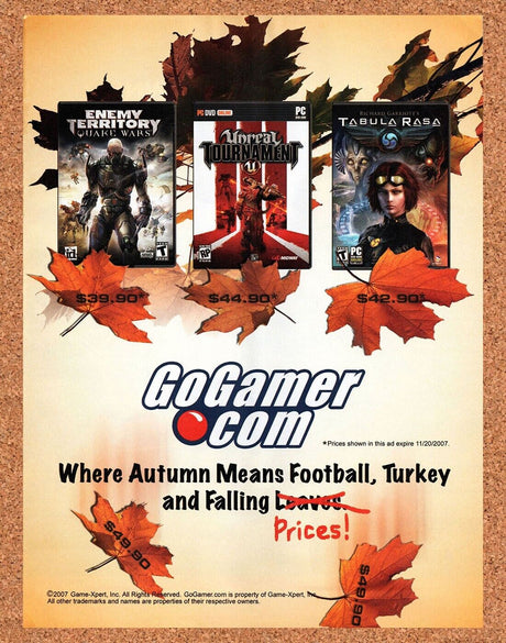 Go Gamer Thanksgiving Original 2007 Vintage Ad - Video Game Promo