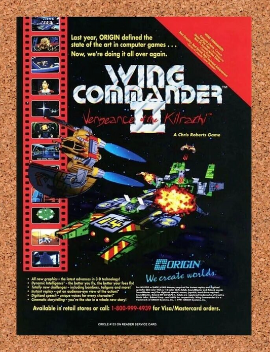 Wing Commander II PC Original 1991 Ad Authentic MS-DOS Video Game Promo