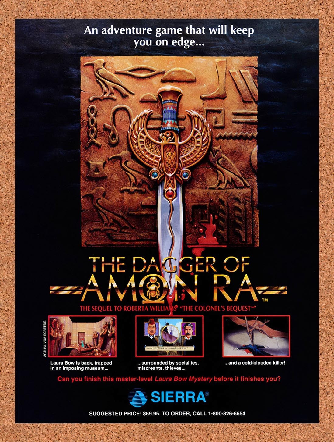 1992 Dagger Of Amon Ra MS-DOS Original Advertisement / Retro Promo v1