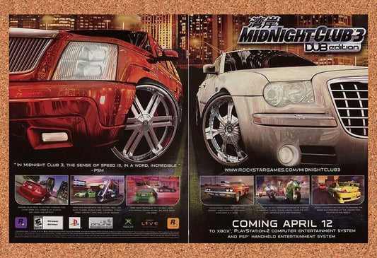 Midnight Club 3 Dub Edition Xbox Original 2006 Ad Authentic Video Game Promo