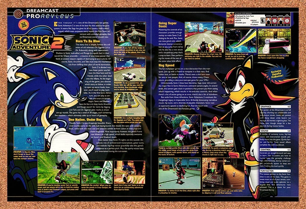 2001 Sonic Adventure 2 Dreamcast Original Advertisement / Retro Promo vr1