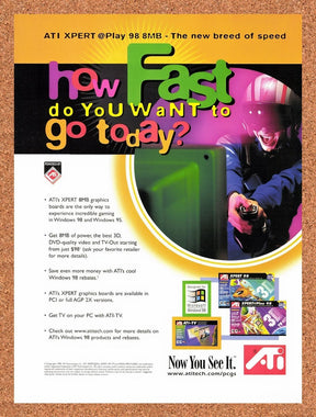 1998 ATI Xpert 3D How Fast. Ad Original Advertisement / Retro Promo v2