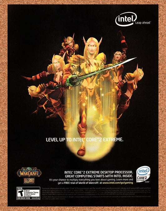 World Of WarCraft Burning Crusade Original 2005 Vintage Ad - Intel Core 2 Promo