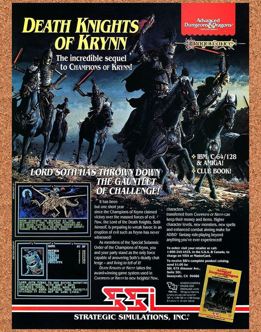 Advanced Dungeons And Dragons Amiga Death Knights Krynn Original 1991 Ad Promo