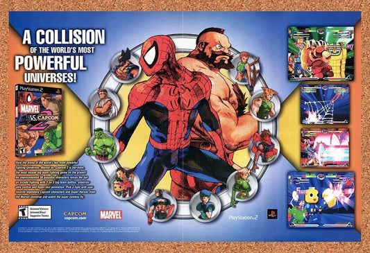 Marvel vs Capcom 2 PS2 Original 2002 Vintage Ad - Video Game Art Promo