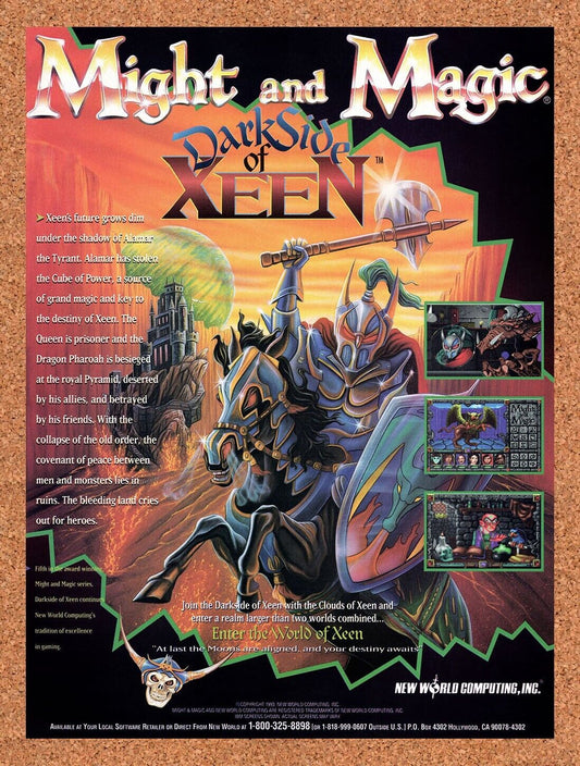 1991 Might And Magic Darkside Of Xeen IBM Original Ad / Retro Wall Art v2