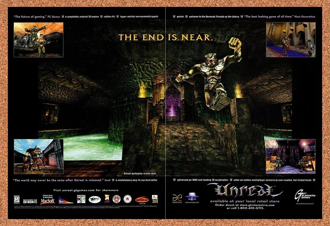 1998 Unreal PC Original Advertisement / Retro Promo v9