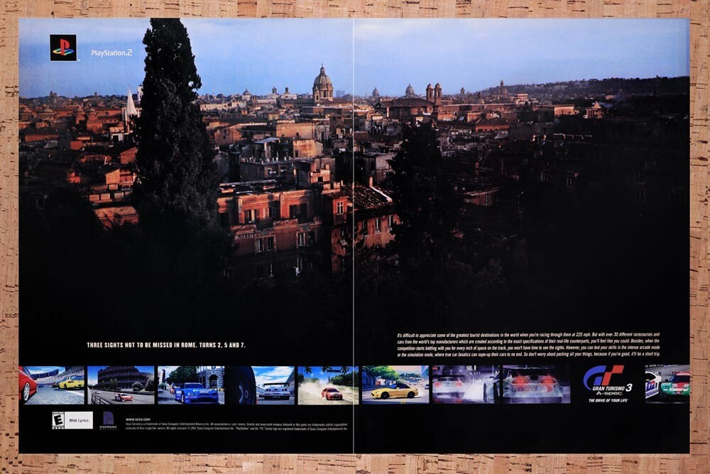 2001 Gran Turismo 3 A-Spec PS2 Original Advertisement / Retro Wall Art v1