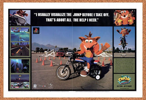 1998 Crash Bandicoot Warped PS1 Original Advertisement / Retro Wall Art v2
