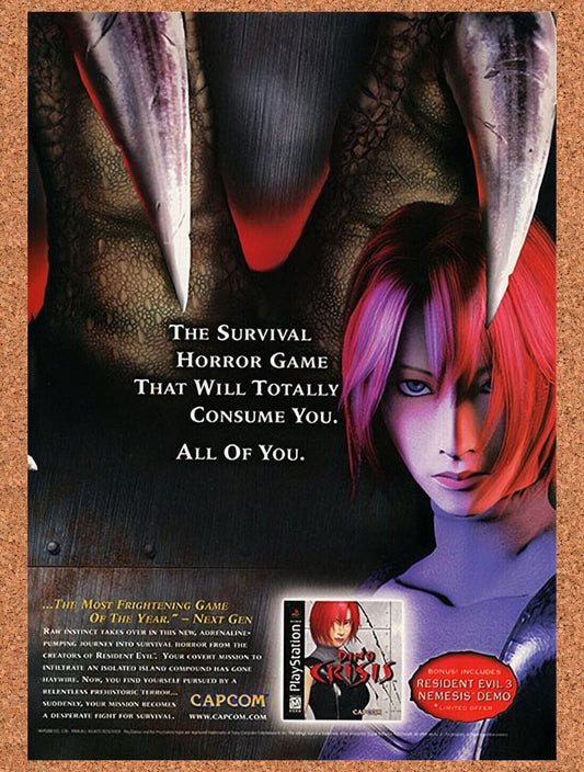 1998 Dino Crisis PS1 Original Advertisement / Retro Wall Art v4