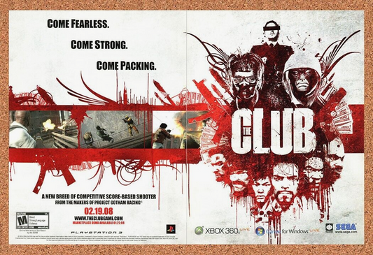 The Club Xbox 360 Original 2007 Ad Authentic Sega Release Video Game Promo