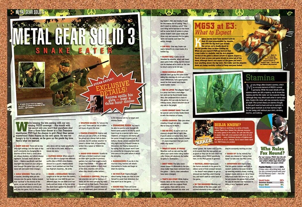 Metal Gear Solid 3 Snake Eater PS2 Original 2003 Vintage Ad - Game Review Promo