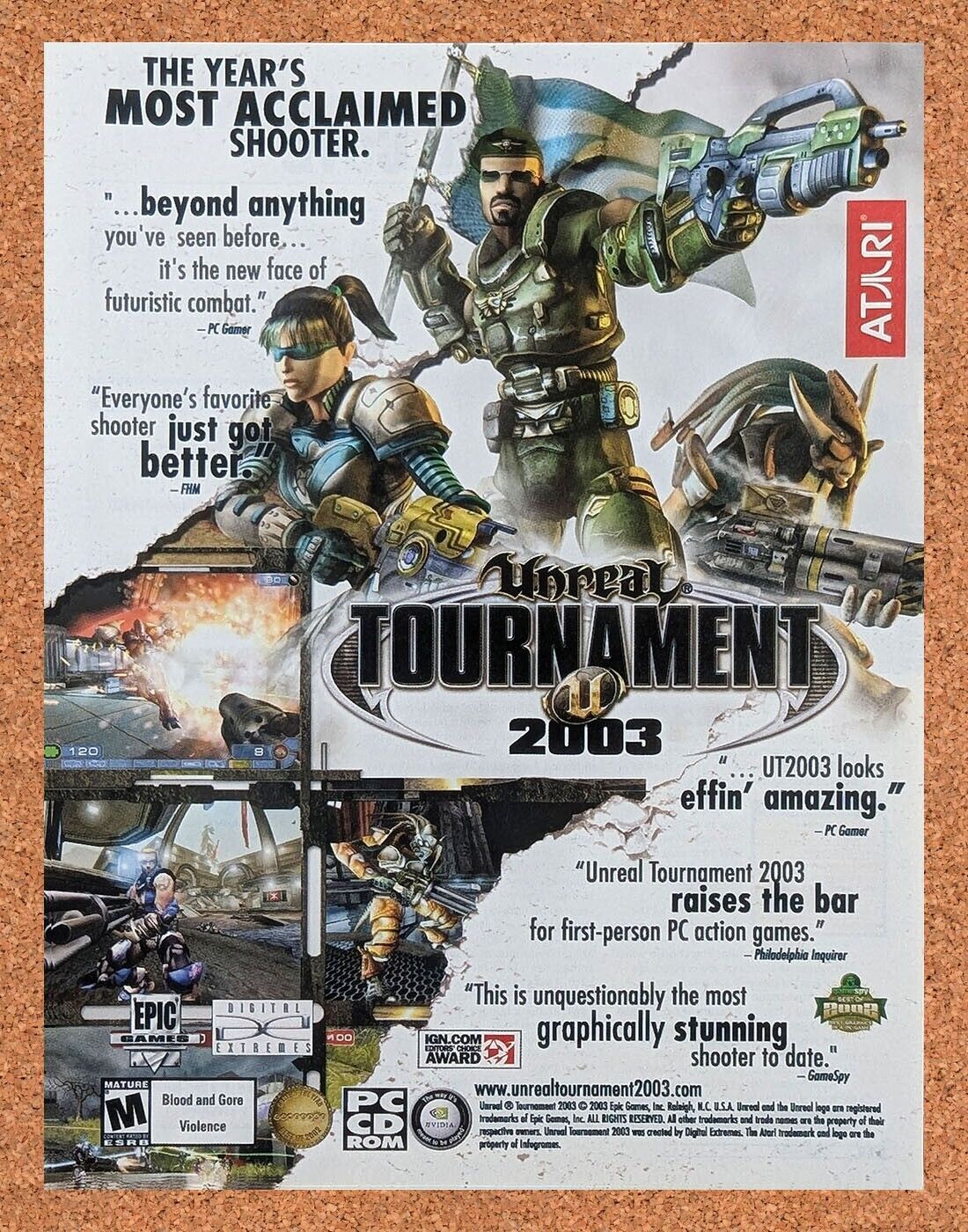 Unreal Tournament 2003 PC Original 2003 Ad Authentic Shooter Video Game Promo
