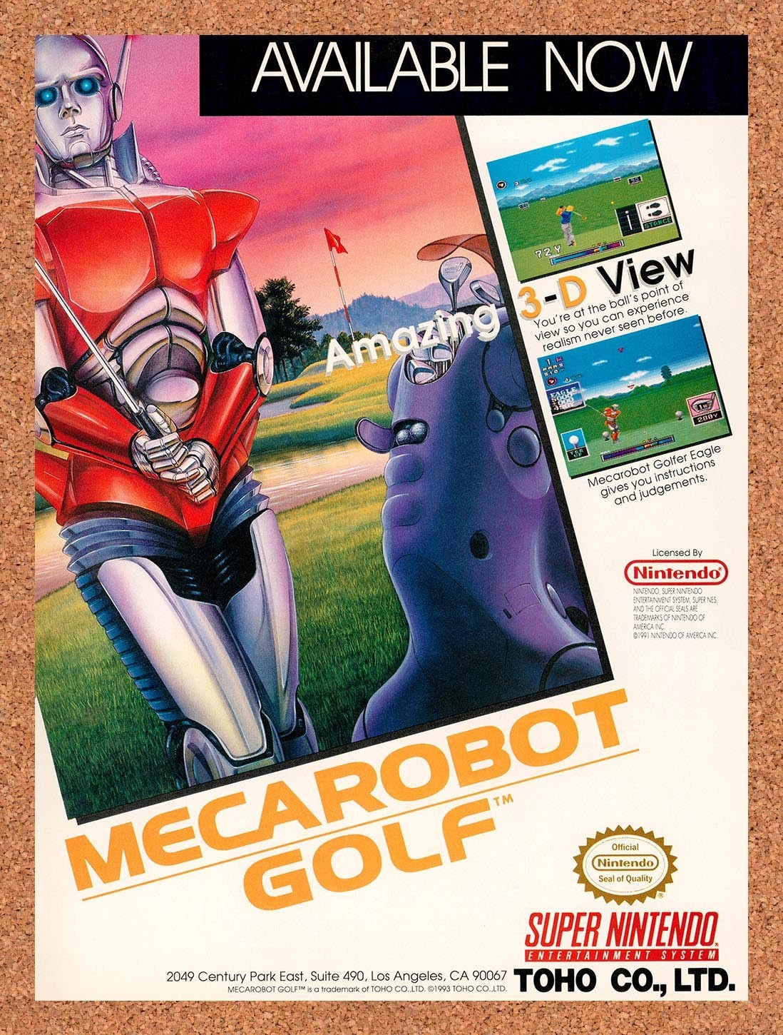 1993 Mecarobot Golf SNES Original Advertisement / Retro Promo v1