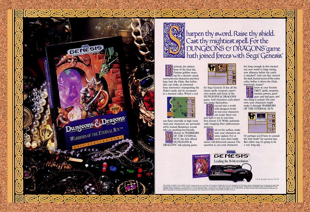 1992 Dungeons & Dragons Warriors Of The Eternal Sun PC Original Ad / Promo v1