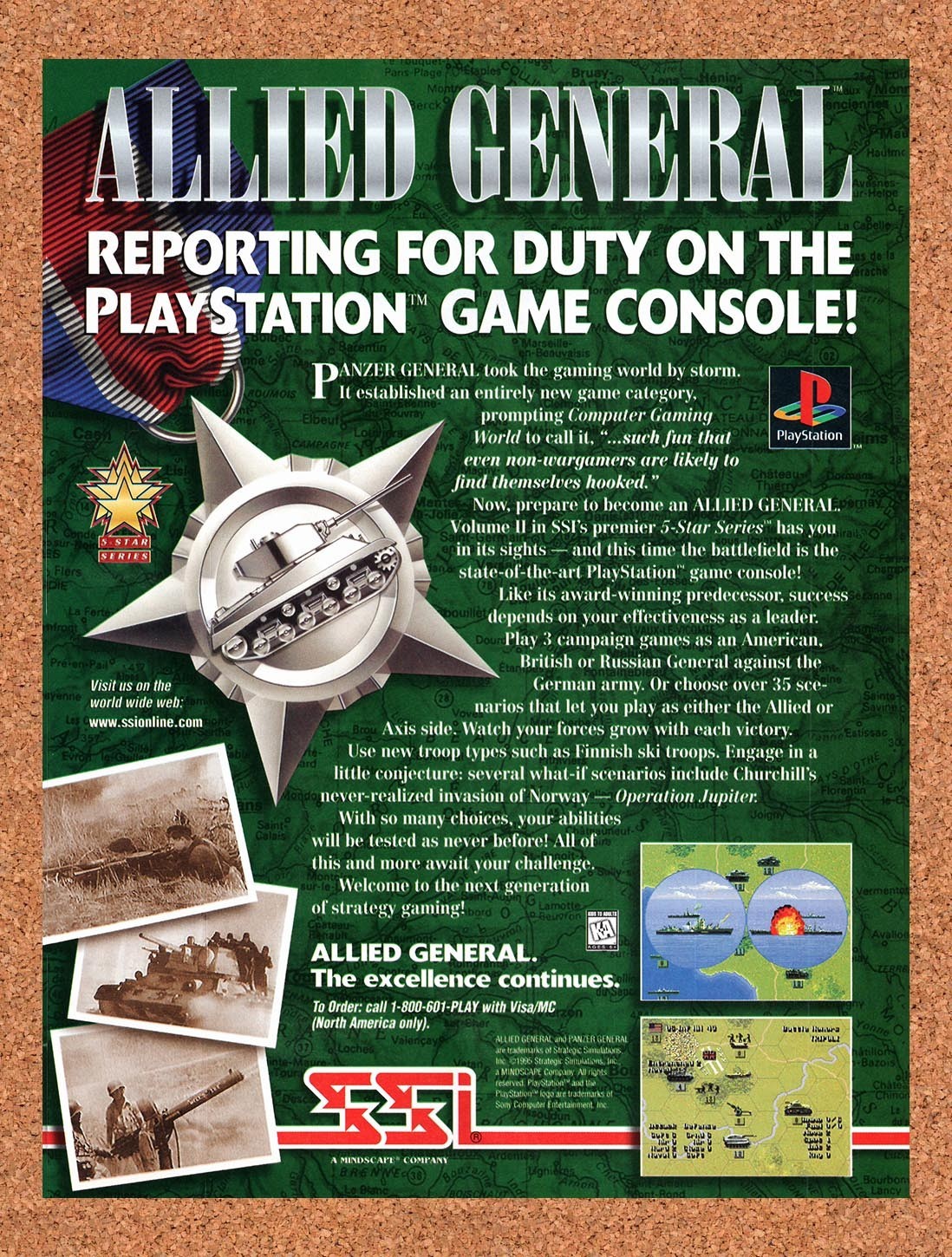 1996 Allied General PS1 Original Advertisement / Retro Promo v1