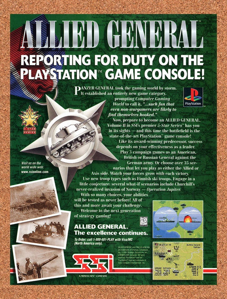 1996 Allied General PS1 Original Advertisement / Retro Promo v1