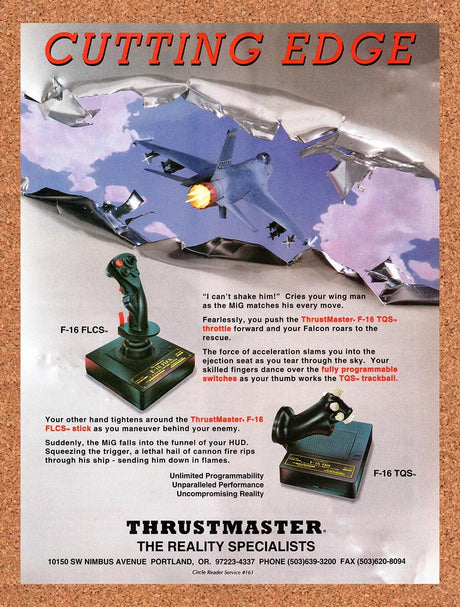 1995 Thrustmaster F-16 Flight Sticks Original Advertisement / Retro Wall Art v2