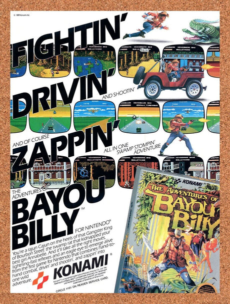 1990 Bayou Billy NES Original Advertisement / Retro Wall Art v1