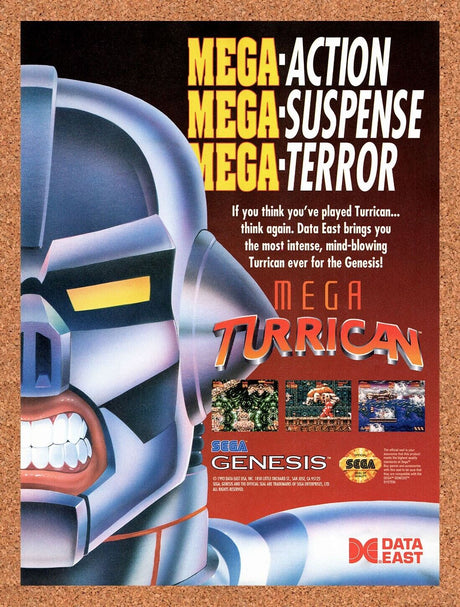1994 Mega Turrican Genesis Original Advertisement / Retro Wall Art v1
