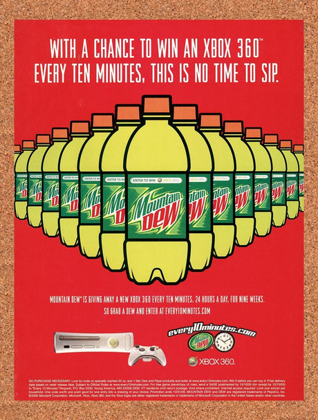 2005 Mountain Dew Xbox 360 Original Advertisement / Retro Promo v2