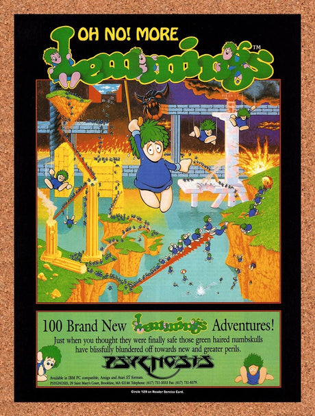 1992 Oh No More Lemmings IBM Expansion Pack Original Advertisement / Promo v1