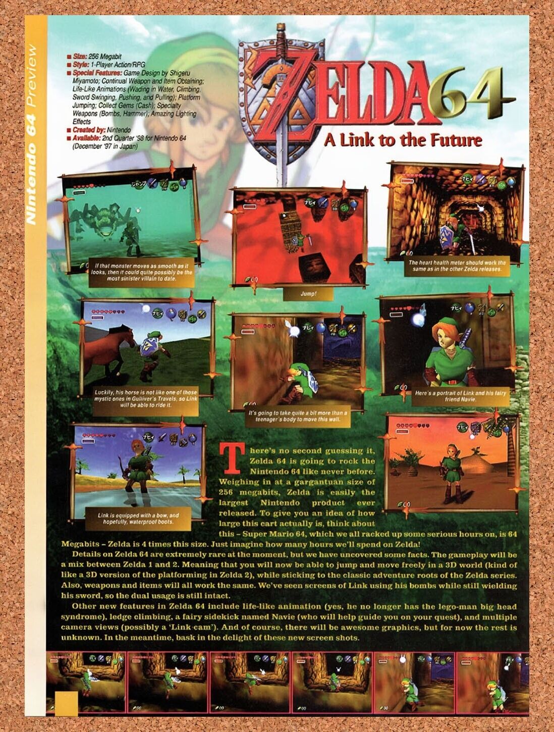 1996 Zelda Ocarina Of Time N64 A Link To The Future Original Ad / Wall Art v2