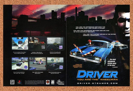 Driver You Are The Wheelman PC Original 1999 Ad Print Authentic Video Game Promo