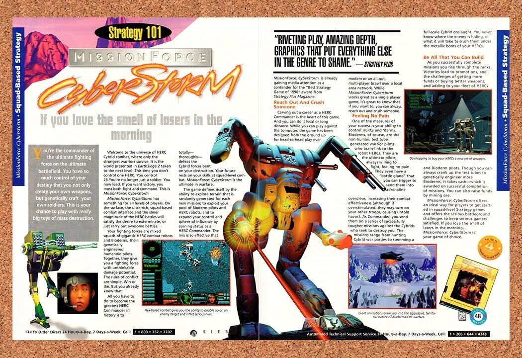 1996 MissionForce CyberStorm PC Original Advertisement / Retro Wall Art v2
