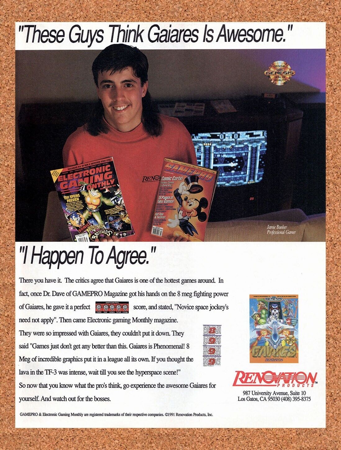 1991 Gaiares Genesis Original Advertisement / Retro Wall Art v1