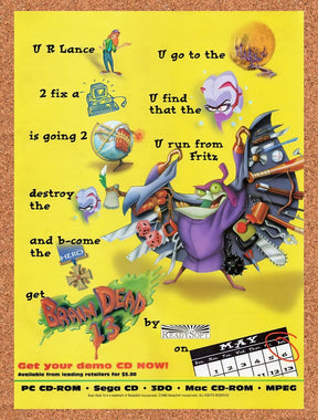 1995 Brain Dead 13  PC Original Advertisement / Retro Wall Art v5