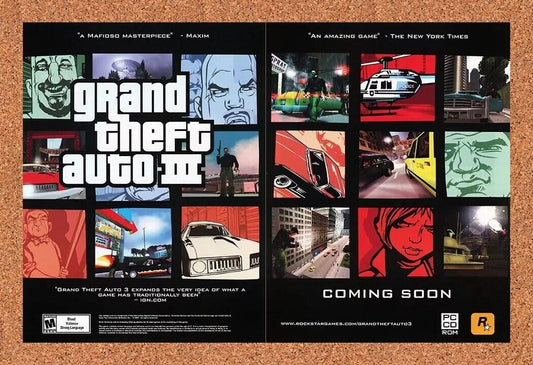 Grand Theft Auto III PC Original 2003 Ad Authentic GTA3 Windows Video Game Promo