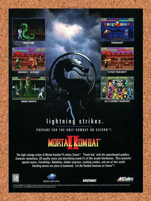 Mortal Kombat II Sega Saturn Original 1996 Ad Authentic Video Game Promo