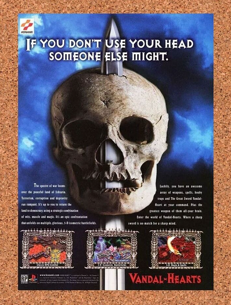Vandal Hearts PS1 Original 1998 Ad Authentic Konami RPG Video Game Promo