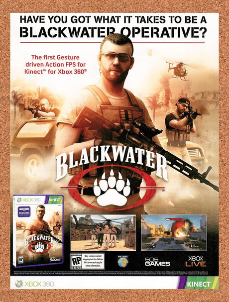 2011 Blackwater Xbox 360 Original Advertisement / Retro Wall Art v1