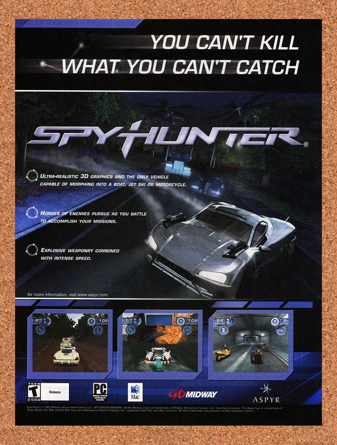 2003 Spy Hunter PC Original Advertisement / Retro Wall Art v1
