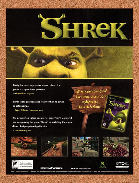 2001 Shrek Xbox Original Advertisement / Retro Wall Art v1