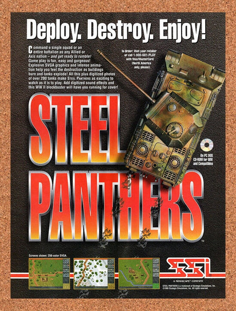 Steel Panthers PC Original 1995 Vintage Ad - Video Game Promo