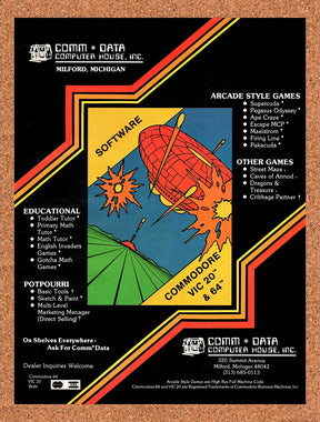 1983 Comm*Data Computer House Commodore 64 Software Original Ad v1
