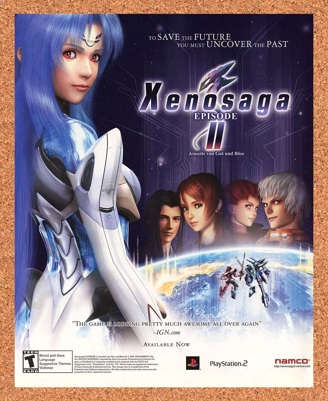 Xenosaga Episode II PS2 Original 2007 Ad Authentic Namco Video Game Promo v2