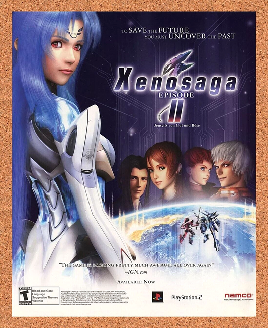 Xenosaga Episode II PS2 Original 2006 Ad Authentic Namco Video Game Promo v2