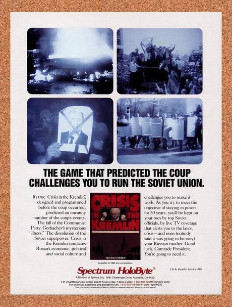 1992 Crisis In The Kremlin PC Original Advertisement / Retro Promo v1