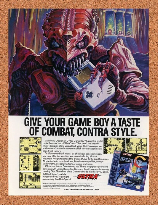 Operation C Contra Game Boy Original 1992 Ad Authentic Nintendo Game Promo