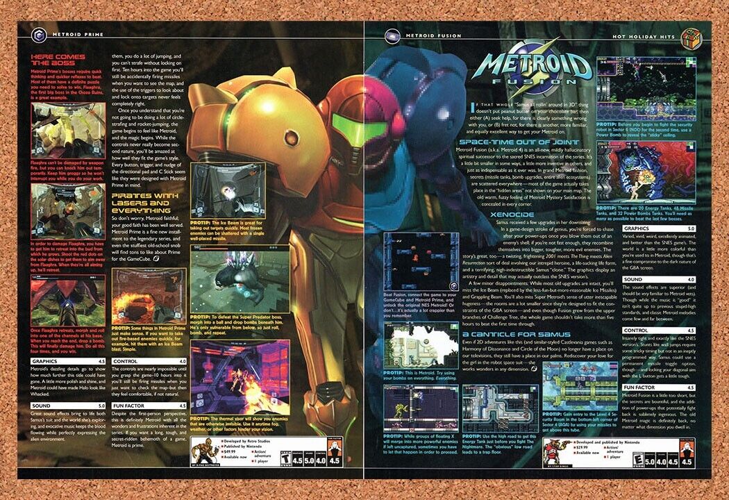 Metroid Fusion GBA Original 2002 Vintage Ad - Video Game Review Promo